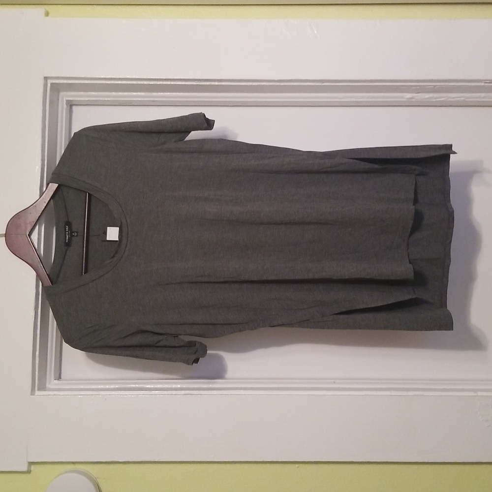 NWT KENNETH COLE Grey Melange, long, short Sleeves Shirt wide round neck, size S